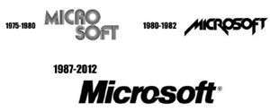 evolução das logomarcas da Microsoft