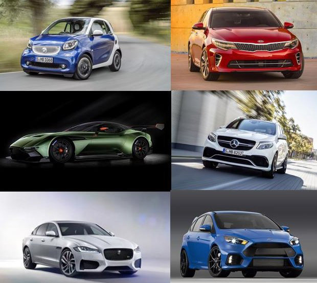     O novo Smart, o Kia Optima, o concept Aston Martin Vulcan, a Mercedes-Benz GLE, o Jaguar XF e o Ford Focus RS, alguns dos lançamentos do Salão de Nova Iorque 2015
