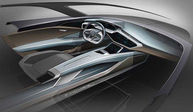 Sketch do interior do concept Audi e-tron quattro