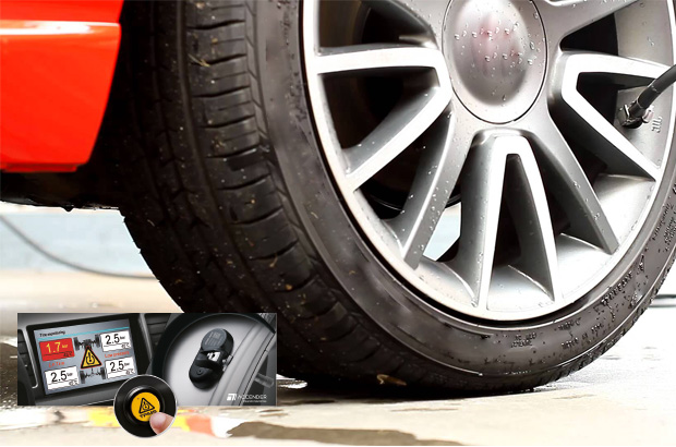 7. TPMS – É um sistema que exibe resultados precisos e alerta o motorista quando os níveis de pressão estão anormais e/ou a temperatura dos pneus não está adequada, ativando um alarme sonoro. O sistema é obrigatório nos Estados Unidos e Europa, pois evita acidentes, reduz o consumo de combustível e aumenta a vida útil dos pneus.